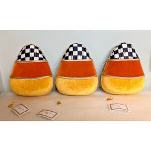 MacKenzie Childs Trick or Treat Plush Candy Corn Hanging Decor, Set of 3
